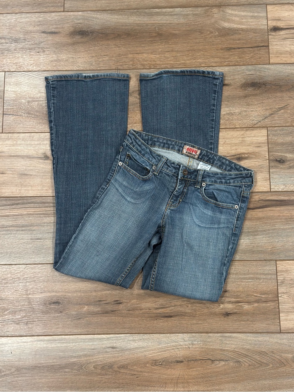 NO BOUNDARIES Vintage 2000s Y2k Casual Plain Faded Low-rise Flare Jeans | Sz 27